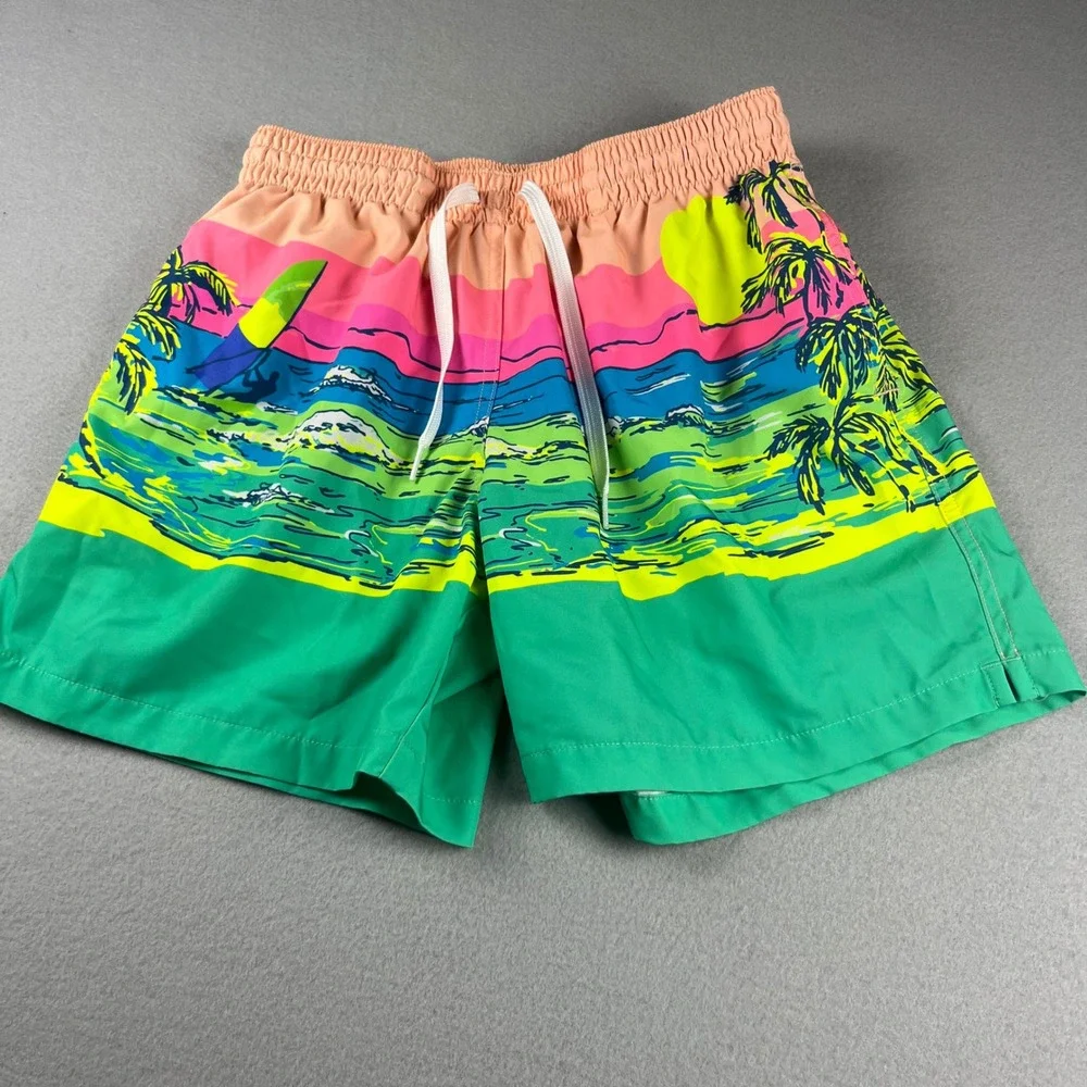 Chubbies Mens 5.5 Inseam Swim Trunks Small Multicolor Tropical Sunset Palm Tree